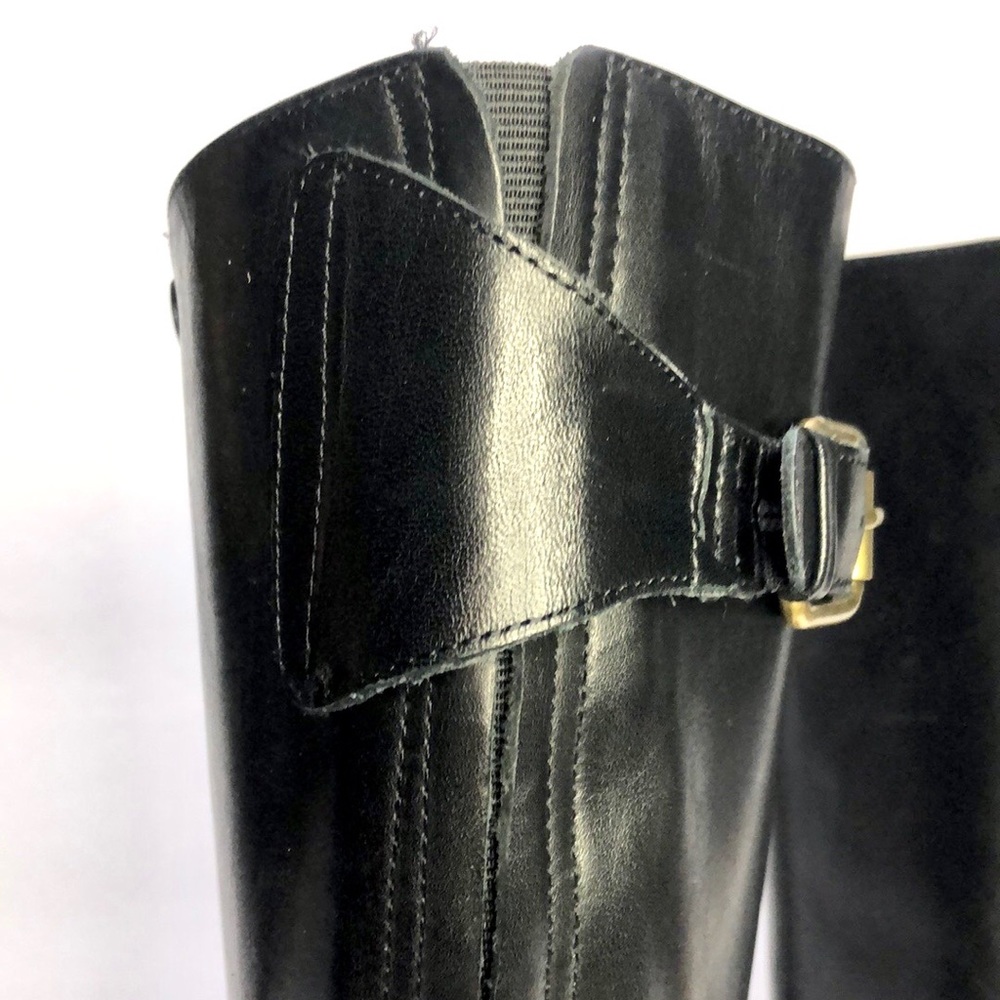 Corso Como Black Almond Toe Side Zip Back Gore Block Heel Leather Boots size 6.5 - Picture 11 of 17